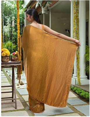 ANJAVI FASHION Embellished Bollywood Organza Saree(Gold)