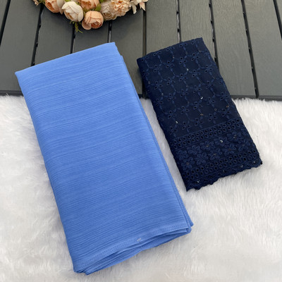 Sanskriti Synthetics Solid/Plain Handloom Georgette Saree(Blue)