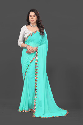 Manan Creation Embellished Bollywood Georgette, Chiffon Saree(Beige)