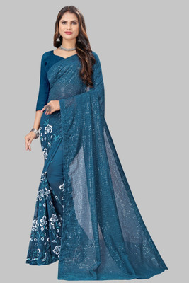 LADY SHOPI Embroidered Bollywood Georgette Saree(Dark Green)