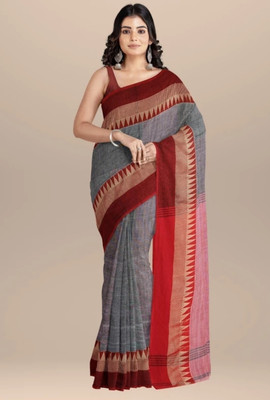 Amita Collections Woven Handloom Pure Cotton Saree(Grey)