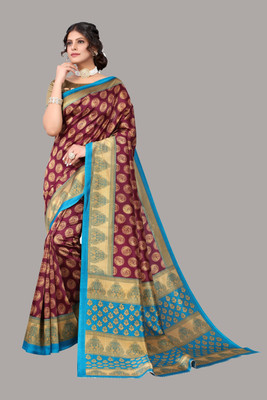 Priyashi Printed Bollywood Art Silk Saree(Purple)