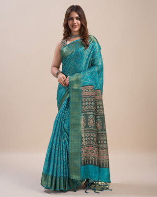 RekhaManiyar Digital Print Bollywood Pure Silk Saree(Light Blue)