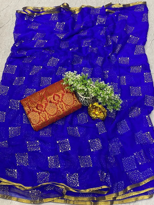 ELEGANCE FAB Embellished Daily Wear Chiffon Saree(Blue)