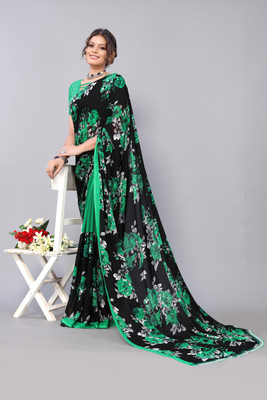 YASHIKA Floral Print Bollywood Georgette Saree(Green)
