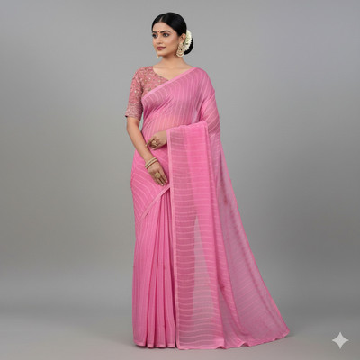 SHILPKALA Embellished Bollywood Chiffon Saree(Pink)