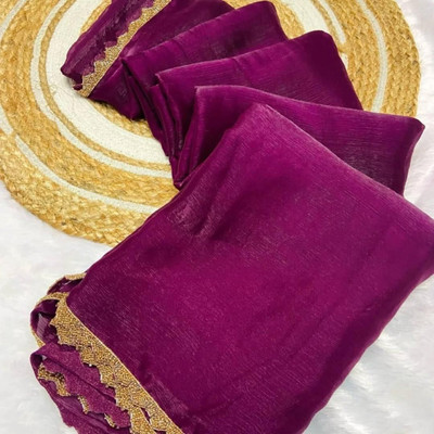 PremVastra Solid/Plain Bollywood Chiffon Saree(Purple)