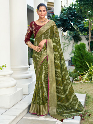 Sareemall Embellished Bollywood Chiffon Saree(Light Green)