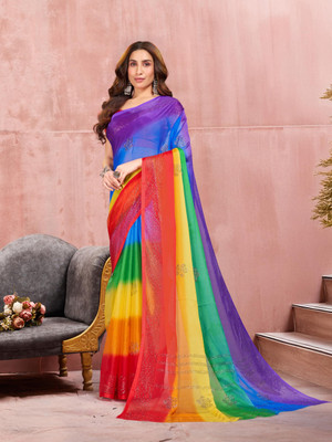 GARDEN VARELI Dyed Bollywood Chiffon Saree(Multicolor)