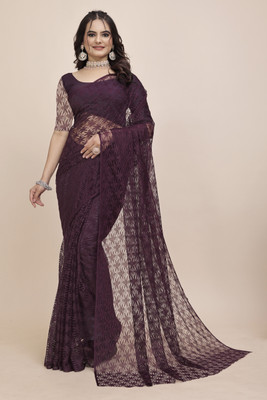 Manthan Creation Floral Print Bollywood Art Silk Saree(Purple)