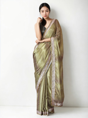 Divastri Printed Bollywood Silk Blend Saree(Light Green)