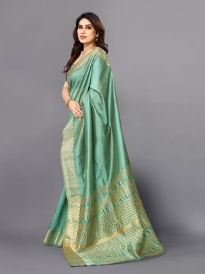 SIYADECOR Woven Dharmavaram Pure Silk, Cotton Silk Saree(Light Green)