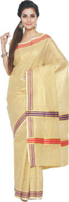 Creative weaves Self Design Mundum Neriyathum Handloom Cotton Blend Saree(Multicolor)