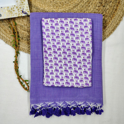 aangmi Self Design Handloom Khadi Saree(Purple)