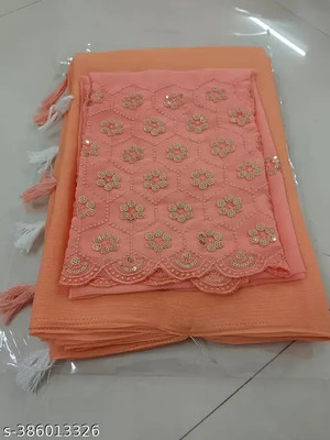 Laaksha Creation Printed Bollywood Georgette Saree(Orange)