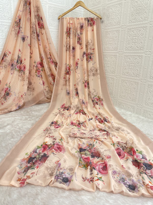 Pemal Designer Digital Print Bollywood Georgette Saree(Beige)