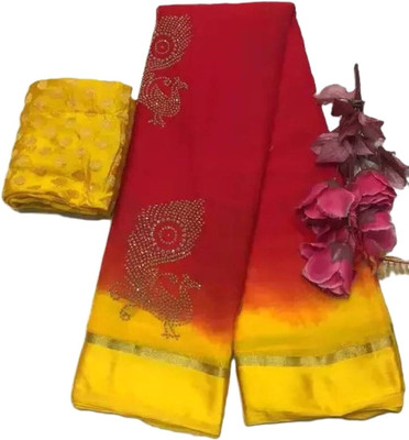 SainiVastra Embellished Bollywood Chiffon Saree(Red)
