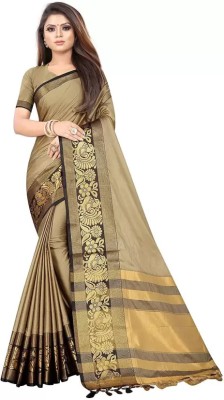 Nilkanthvarni Creation Woven Bollywood Cotton Silk Saree(Cream)