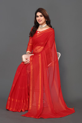 BHAGYAVATI DESIGNER Embellished Bollywood Chiffon Saree(Red)