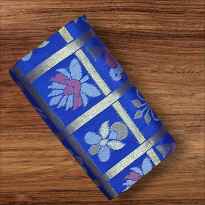 aashmiecommerce Printed Kanjivaram Cotton Silk Saree(Dark Blue)