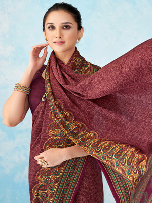 Sareemall Printed Daily Wear Crepe Saree(Maroon)