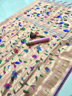 LeeliPeeri Designer Woven Paithani Cotton Silk Saree(Multicolor)