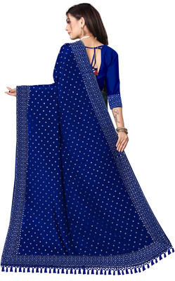 vishnu laxmi creation Self Design Chanderi Art Silk Saree(Blue)