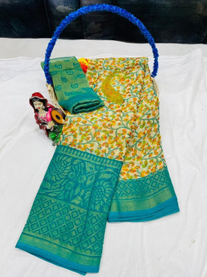 NEWOMDESIGNER Printed Bollywood Georgette Saree(Light Blue)
