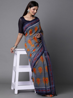Sareemall Digital Print Daily Wear Cotton Silk Saree(Grey)