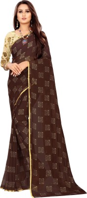 Divastri Printed Bollywood Chiffon Saree(Brown)