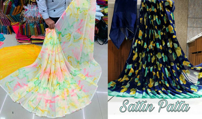 Sitanjali Self Design Bollywood Georgette Saree(Pack of 2, Yellow)