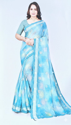 UNBRENDED Woven Bollywood Silk Blend Saree(Blue)