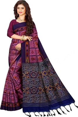 HouseOfCommon Printed Sambalpuri Pure Cotton Saree(Multicolor)