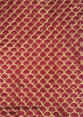 Shantuba textiles Embroidered Banarasi Silk Blend Saree(Maroon)