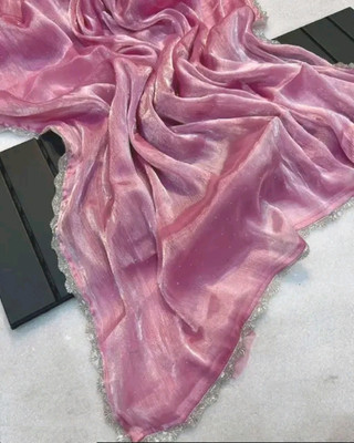 KanjiQueen Self Design Bollywood Silk Blend, Organza Saree(Pink, Grey)