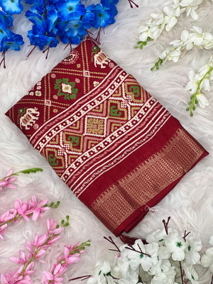 ZARISTACREATION Digital Print Bollywood Dupion Silk Saree(Maroon)