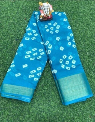 Saadhvi Digital Print Chanderi Cotton Blend Saree(Blue)