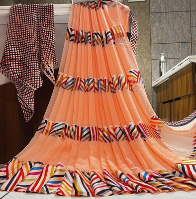 Bombey Velvat Fab Printed Bollywood Chiffon Saree(Orange)