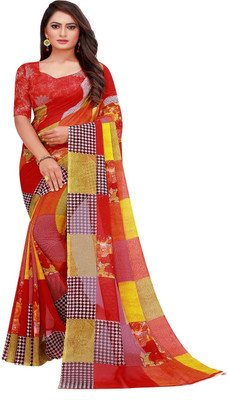 Suntex Printed Bandhani Georgette Saree(Multicolor)