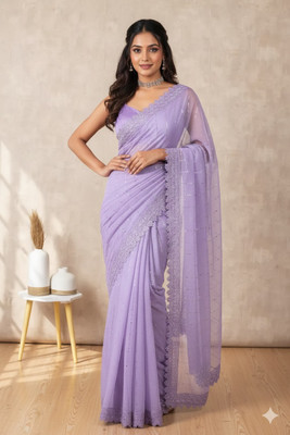 Amavii Embellished Bollywood Lycra Saree(Purple)