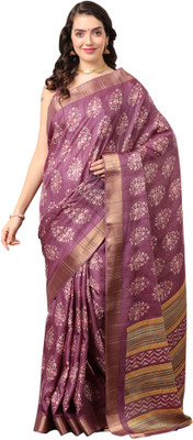 Divastri Printed Madurai Silk Blend Saree(Magenta)
