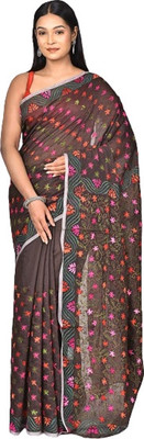 Ramshyam Collection Printed Kantha Pure Silk Saree(Multicolor)
