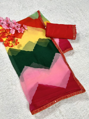 MAHARAJ SAREES Tie-Dye Bollywood Georgette Saree(Multicolor)