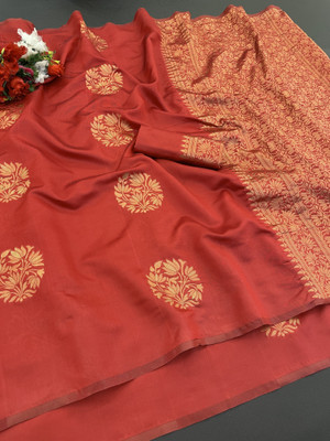 YASHIKA Woven, Printed Banarasi Cotton Silk, Jacquard Saree(Red)