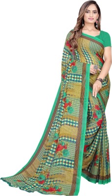 Saadhvi Printed Kanjivaram Cotton Blend Saree(Green)