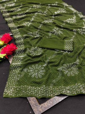 Avi Store Embellished Bollywood Georgette Saree(Light Green)