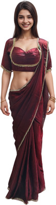 NANCY DESIGNER Solid/Plain Bollywood Pure Silk Saree(Maroon)