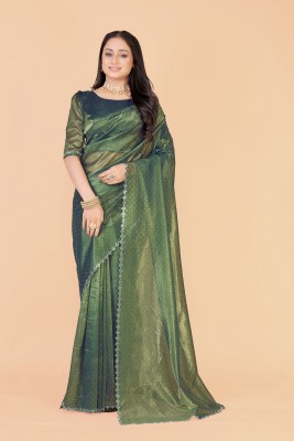 Snija Fashion Embellished Bollywood Organza Saree(Green)