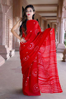 JASU CREATION Printed Daily Wear Pure Cotton Saree(Red)