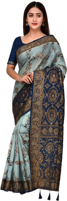 Shrestha laxmi Woven Banarasi Cotton Silk Saree(Light Blue)
